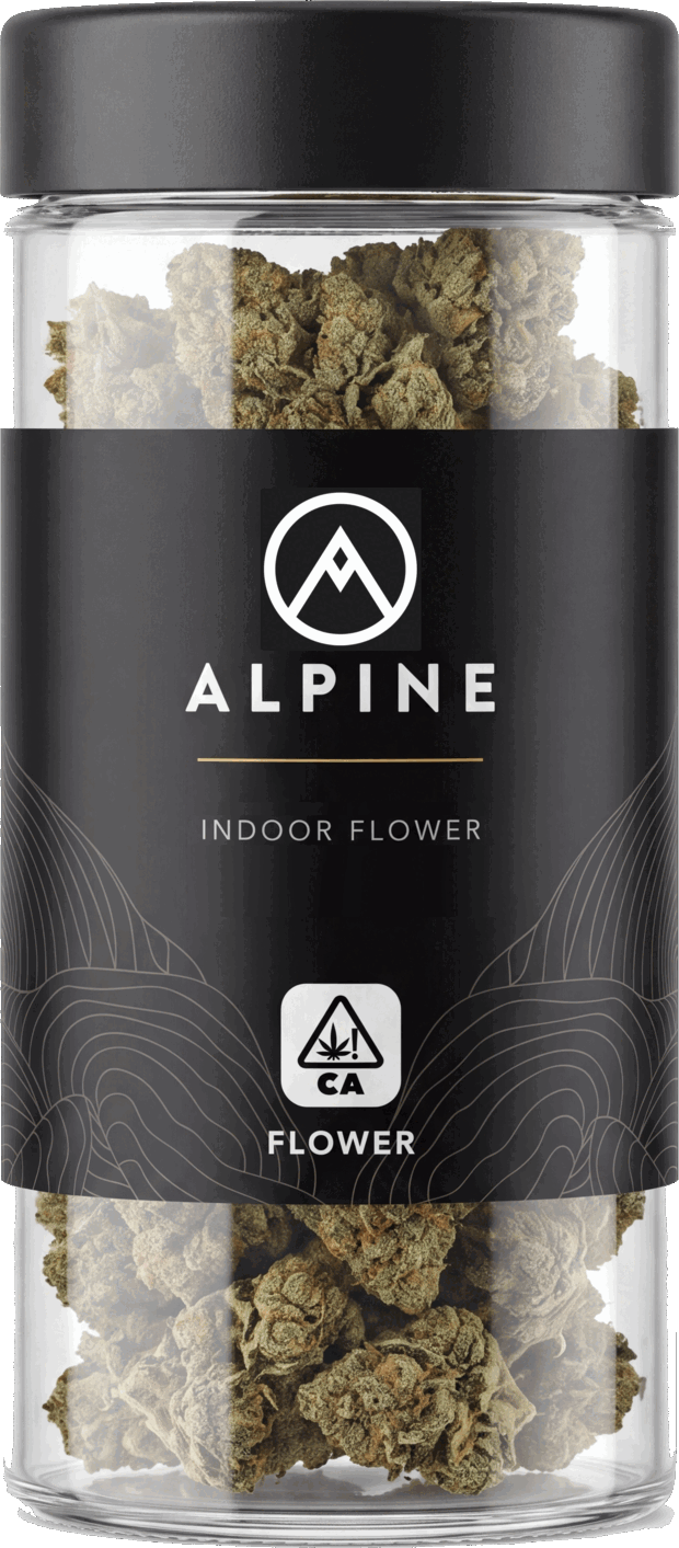 A 7 gram jar of Alpine indoor flower.